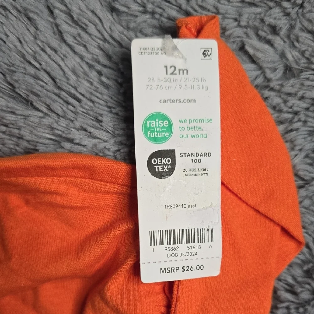 Carter's Girl's Orange&black Halloween‎ Outfit Size 12 Months NWT